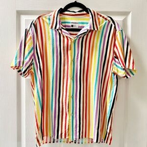 Target 2024 Pride Collection Rainbow Stripe Collared Short Sleeve Button Down, M